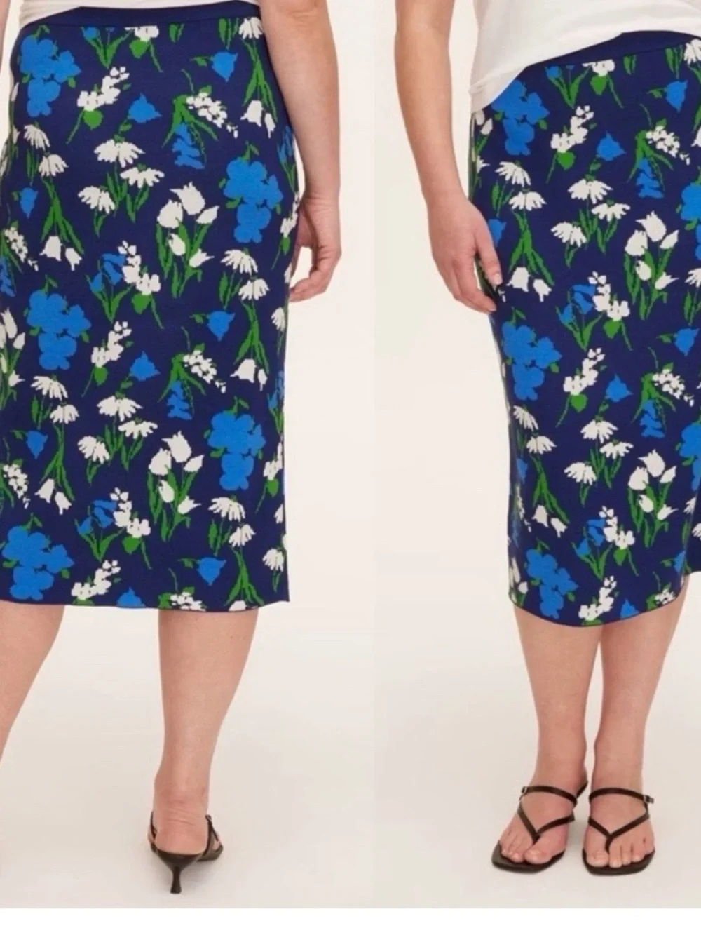 NWOT Kate Spade mixed floral sweater and midi skirt - Blue Floral size XL